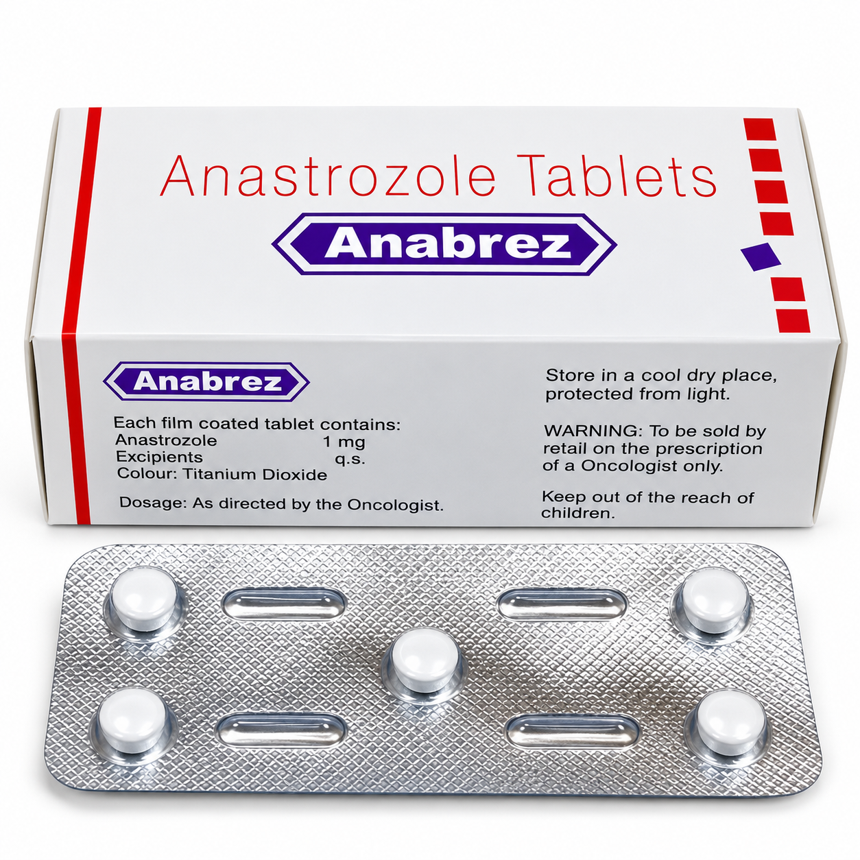 Anastrozole Tablets Product Packaging Anabrez - Image 1