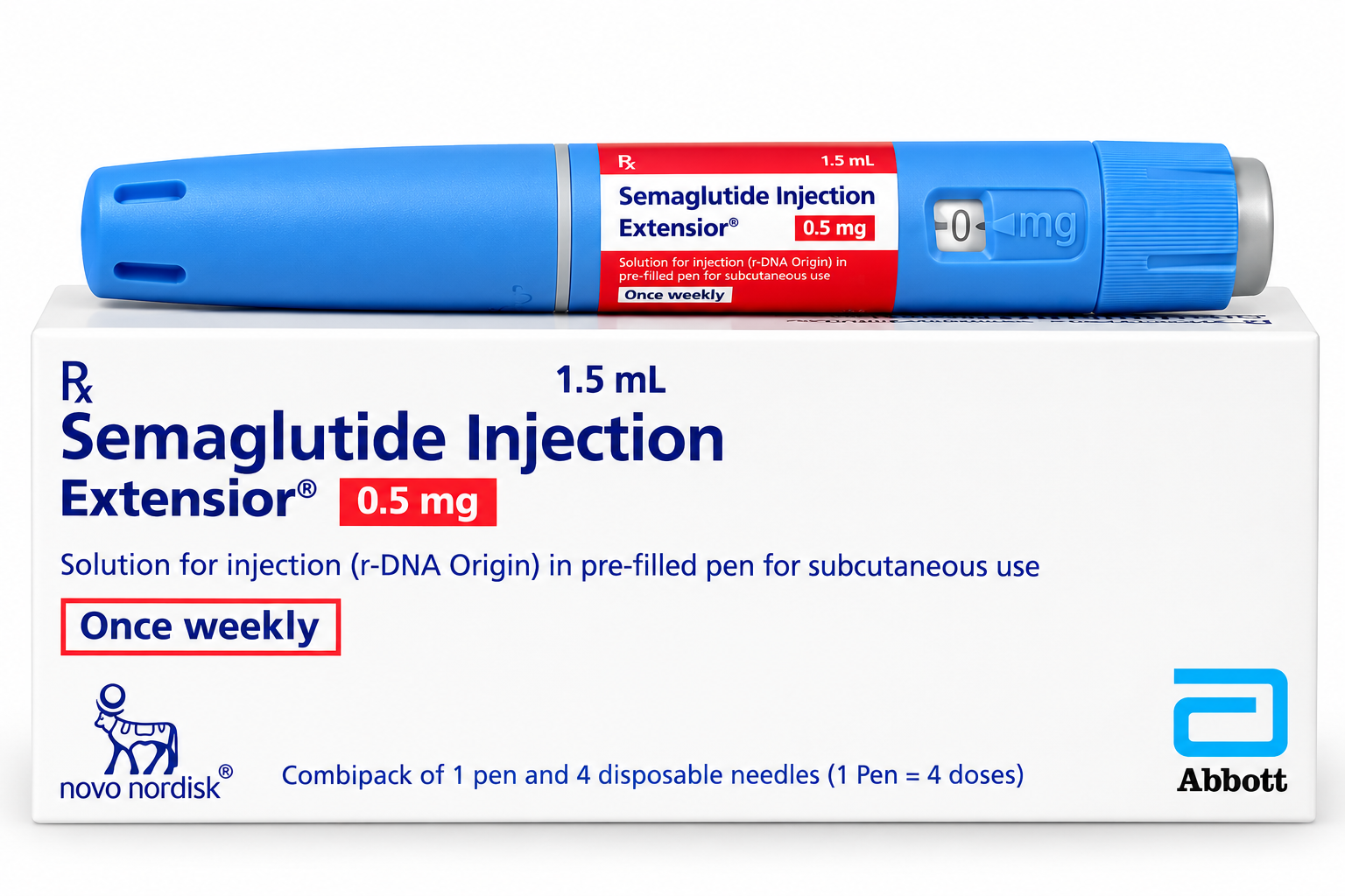 Semaglutide Injection Pen and Box Extensior 0.5mg Injection - Image 1