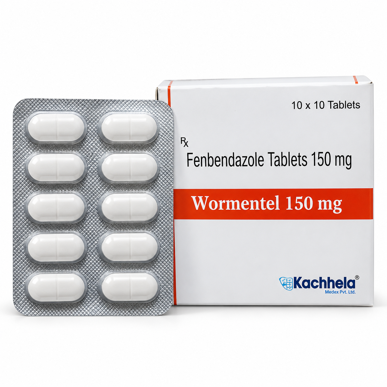 Wormentel 150 mg Package and Blister Pack Wormental 150mg Tablet - Image 1